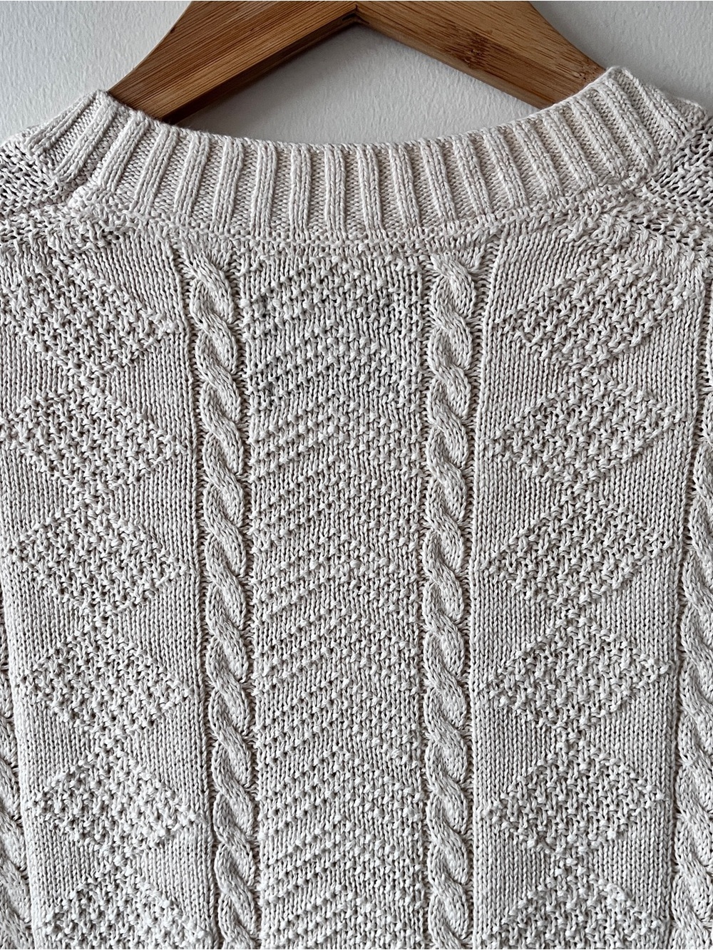 Abercrombie & Fitch Men's 100% Cotton Cream Cable Knit Crew Neck Sweater Size M - Picture 7 of 12